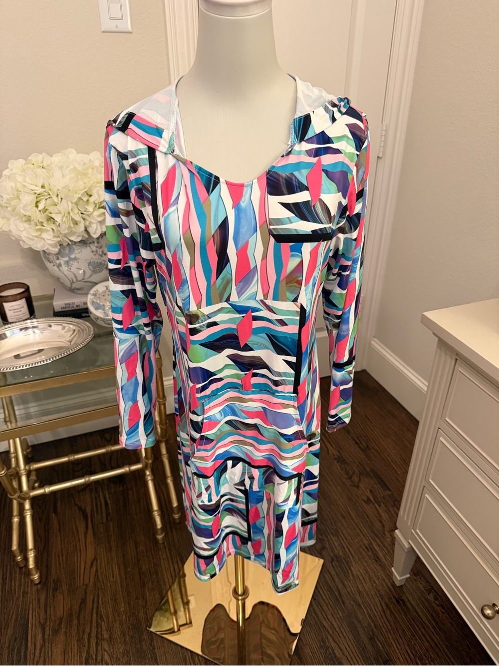 Julian Chang Hooded Mini Dress